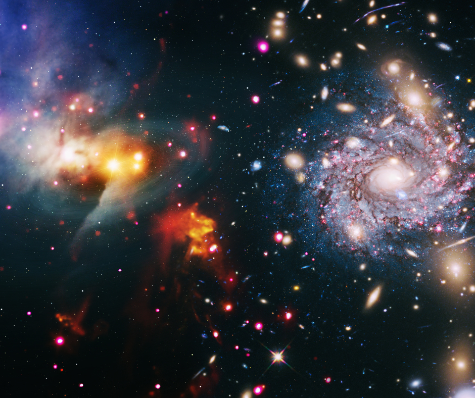 Colourful galaxies in space