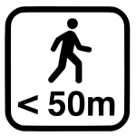 The Distance Symbol from the Nimbus Access Card featuring the outline of a person walking and the text "