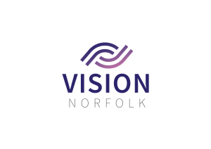 The purple, blue and white Vision Norfolk logo.